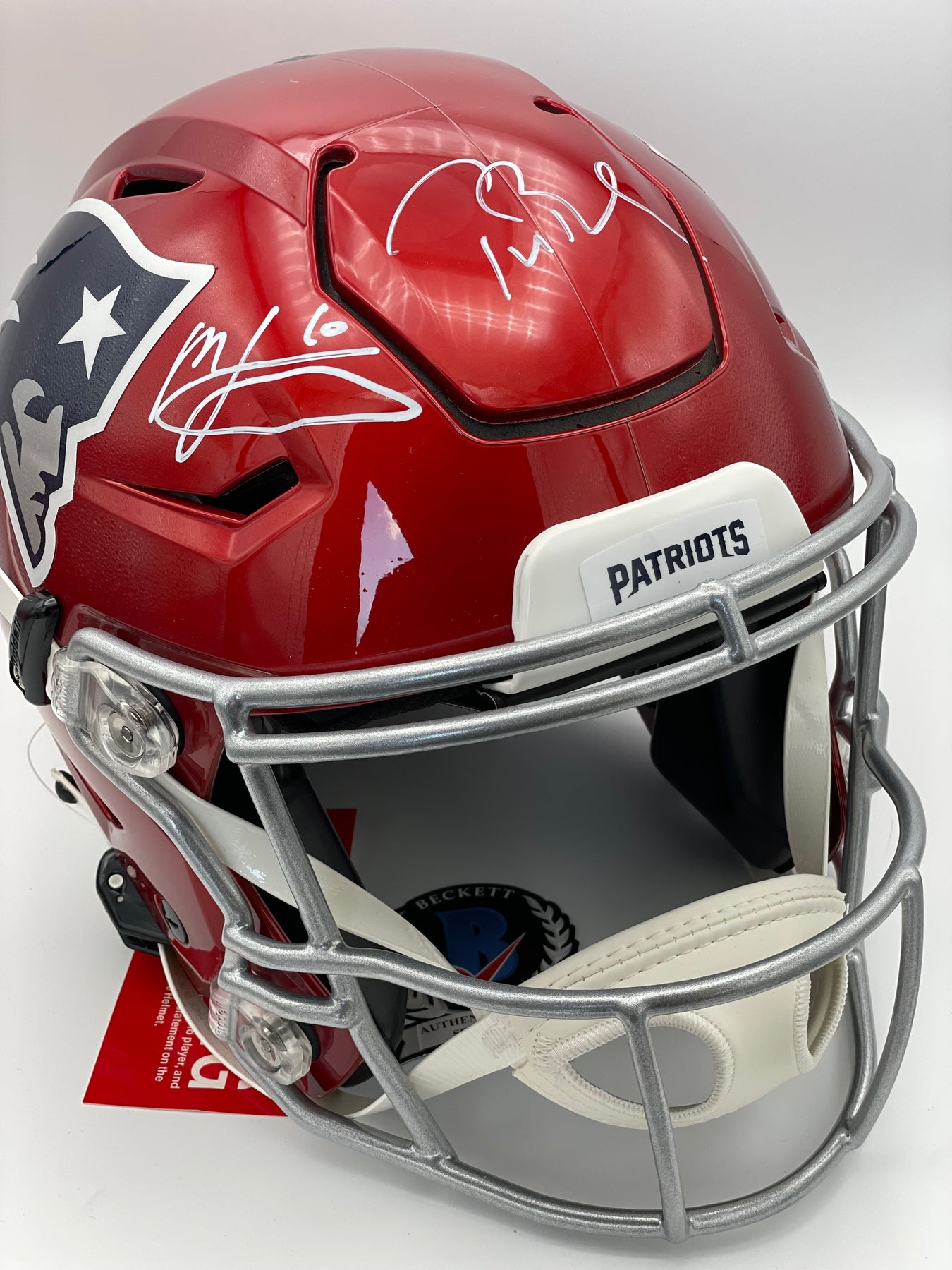 Mac Jones & Tom Brady Autographed New England Patriots Flash
