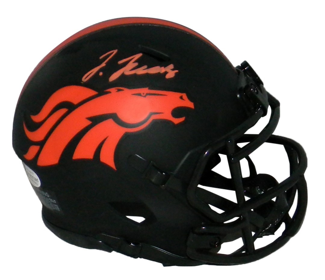 denver broncos youth football helmet JERRY JEUDY AUTOGRAPHED DENVER BRONCOS ECLIPSE SPEED MINI HELMET BECKE –  TNT Sports Mem