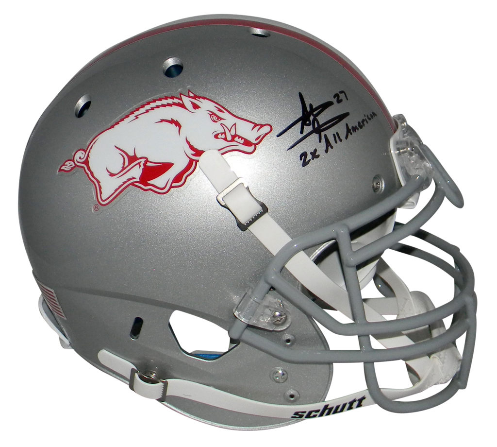 authentic arkansas razorback football helmet Razorbacks Riddell Speed Replica this collectible Mid DARREN McFADDEN FELIX JONES SIGNED